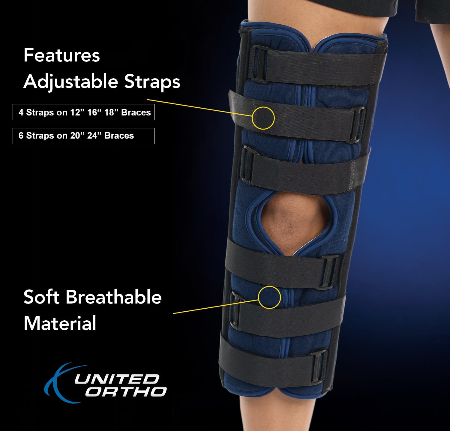United Ortho 61016 3-Panel Knee Immobilizer Brace

