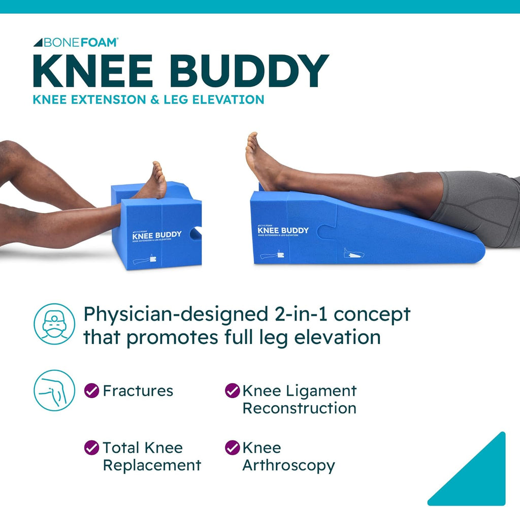 BoneFoam Knee Buddy Extension & Elevation Rehab Pillow for Post-Knee Surgery

