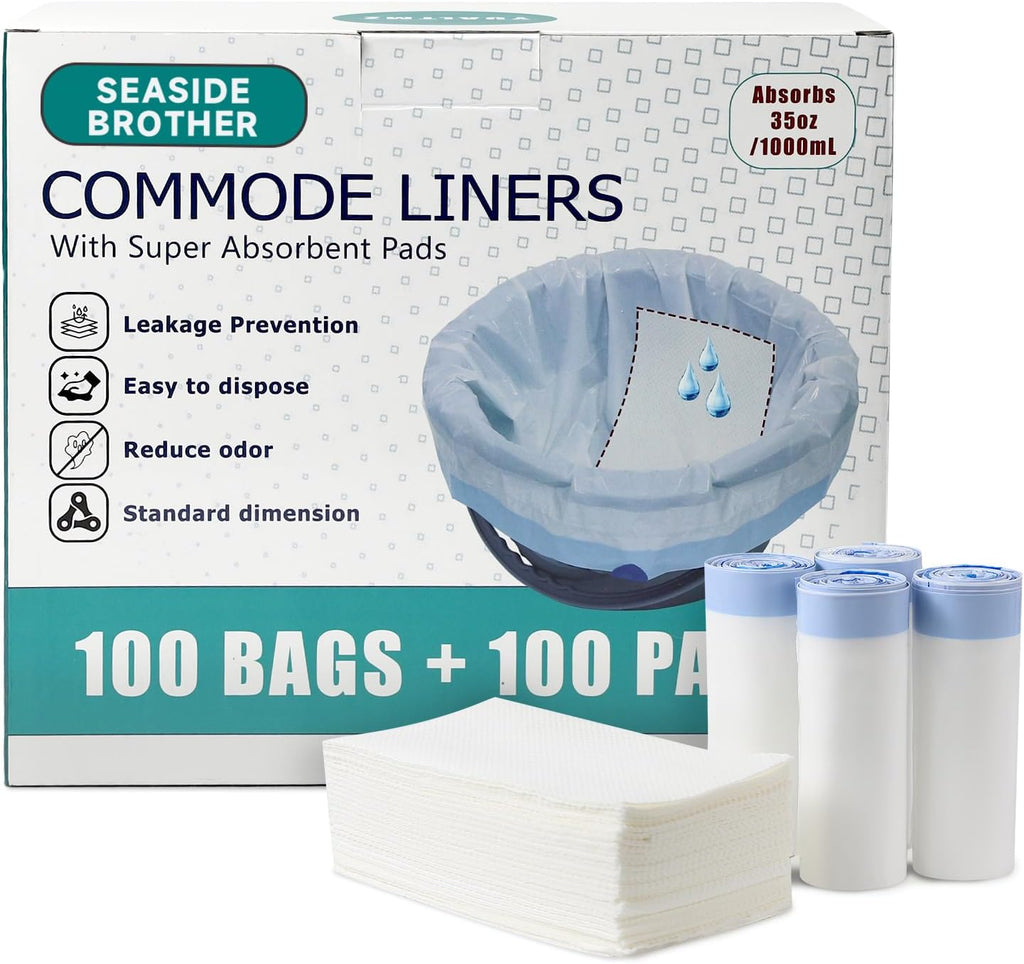 Commode Liners Disposable Absorbent Liners for Bedside Commode and Toilet Chair

