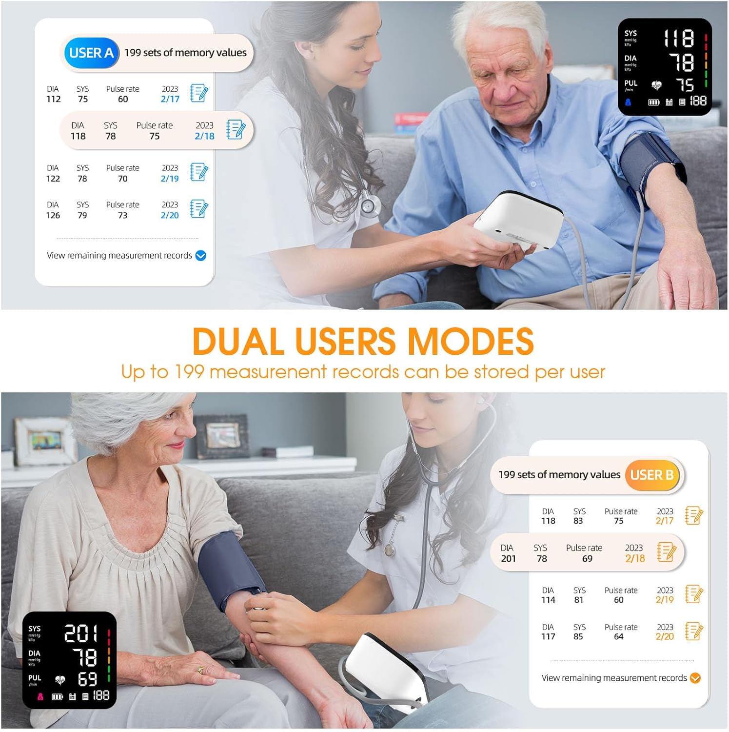 Blood Pressure Monitor Automatic Upper Arm, Large Backlit LCD, Adjustable Cuff

