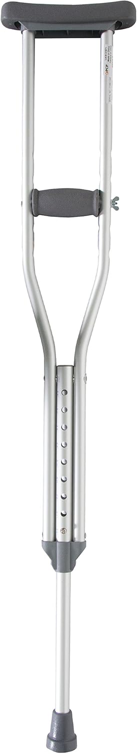 PCP Aluminum Underarm Crutches, Push-Button Adjustable Height, Lightweight (1 Pair)


