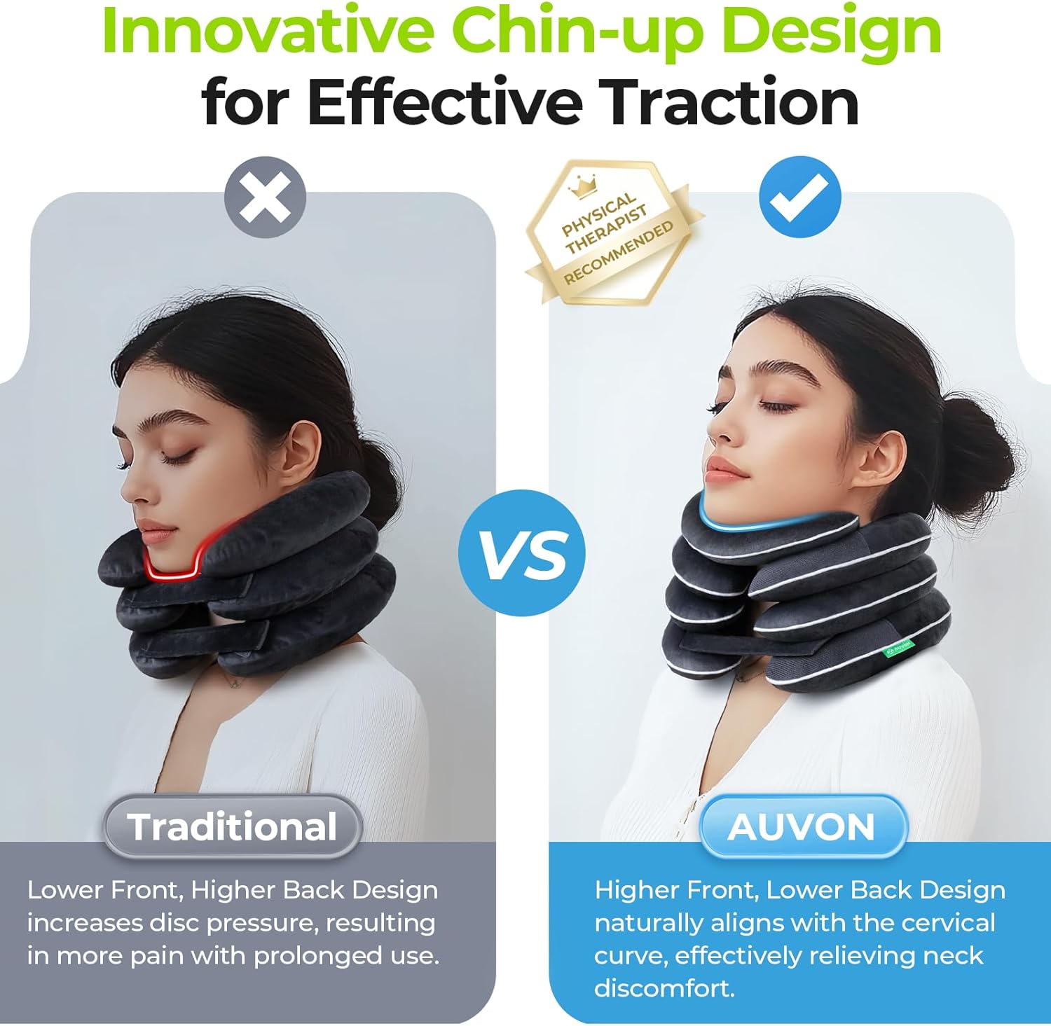 AUVON Inflatable Neck Stretcher for Cervical Traction, Neck Decompression Pillow

