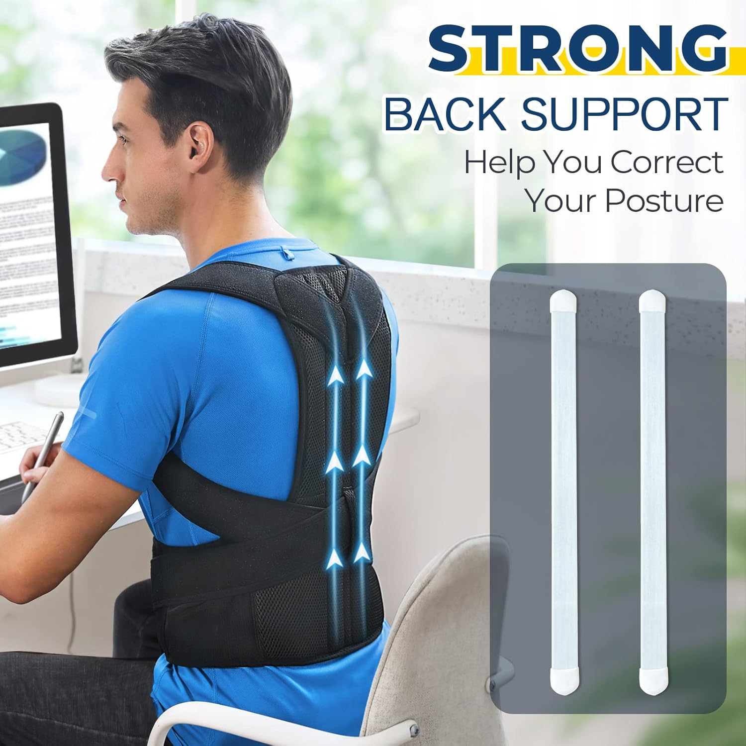 DIANMEI Back Brace Posture Corrector Adjustable Lumbar Upper Back Support

