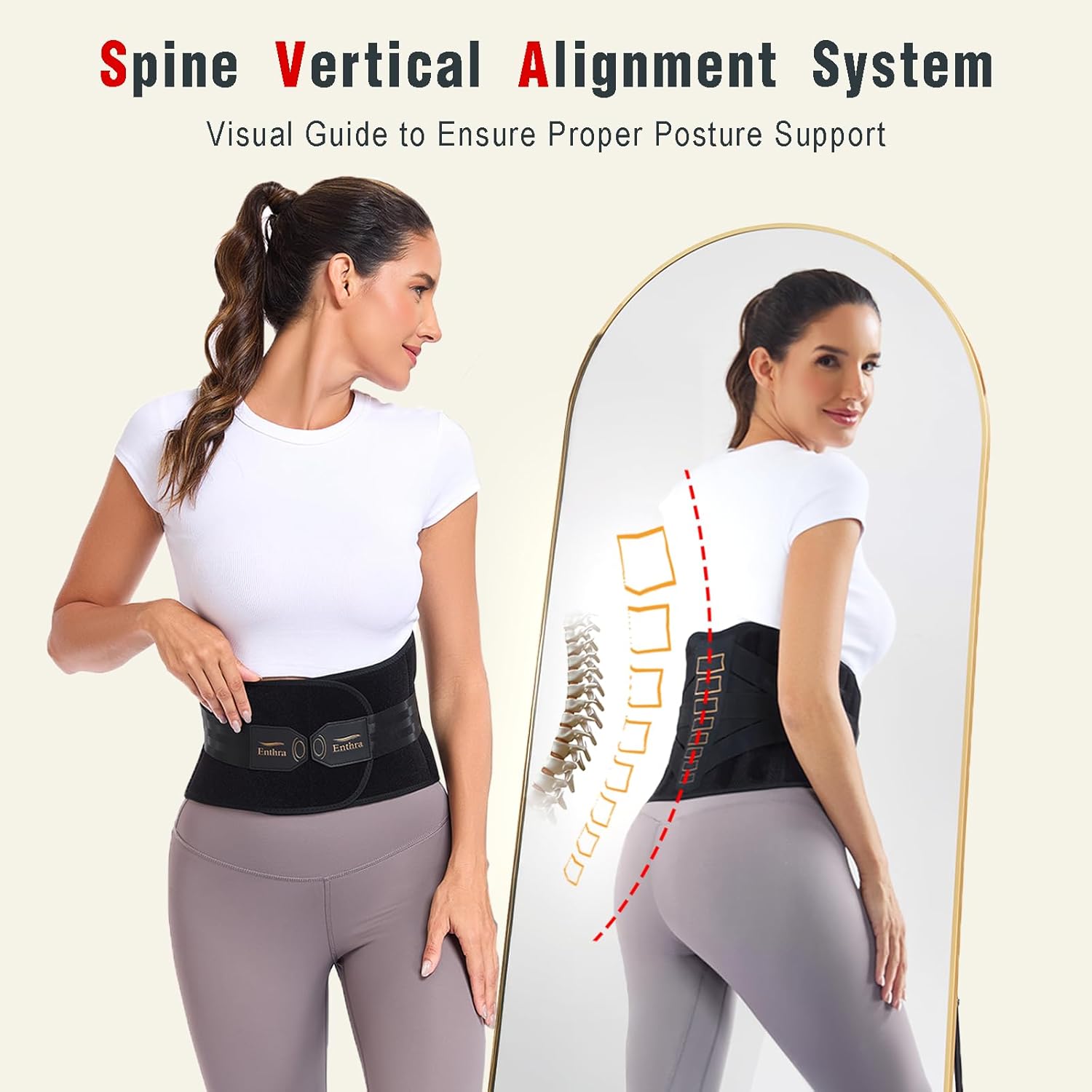 Copper Back Brace for Lower Back Pain Relief Lumbar Support Posture Pad

