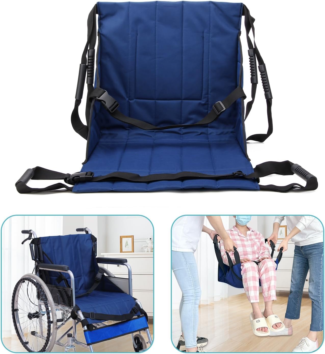Patient Lift Transfer Belt with Handles for Bed to Wheelchair, Safety Sling Pad

