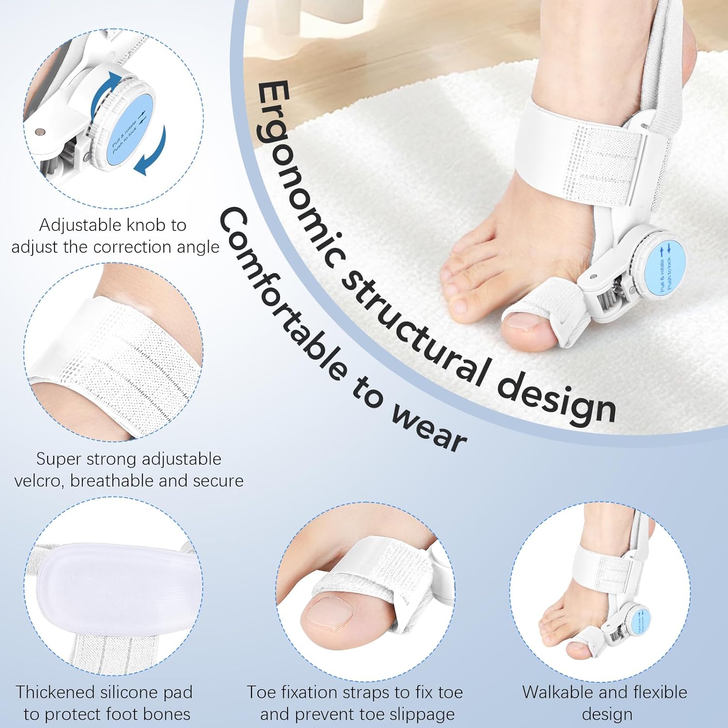 Adjustable Bunion Corrector Splint for Hallux Valgus Toe Straightener Brace

