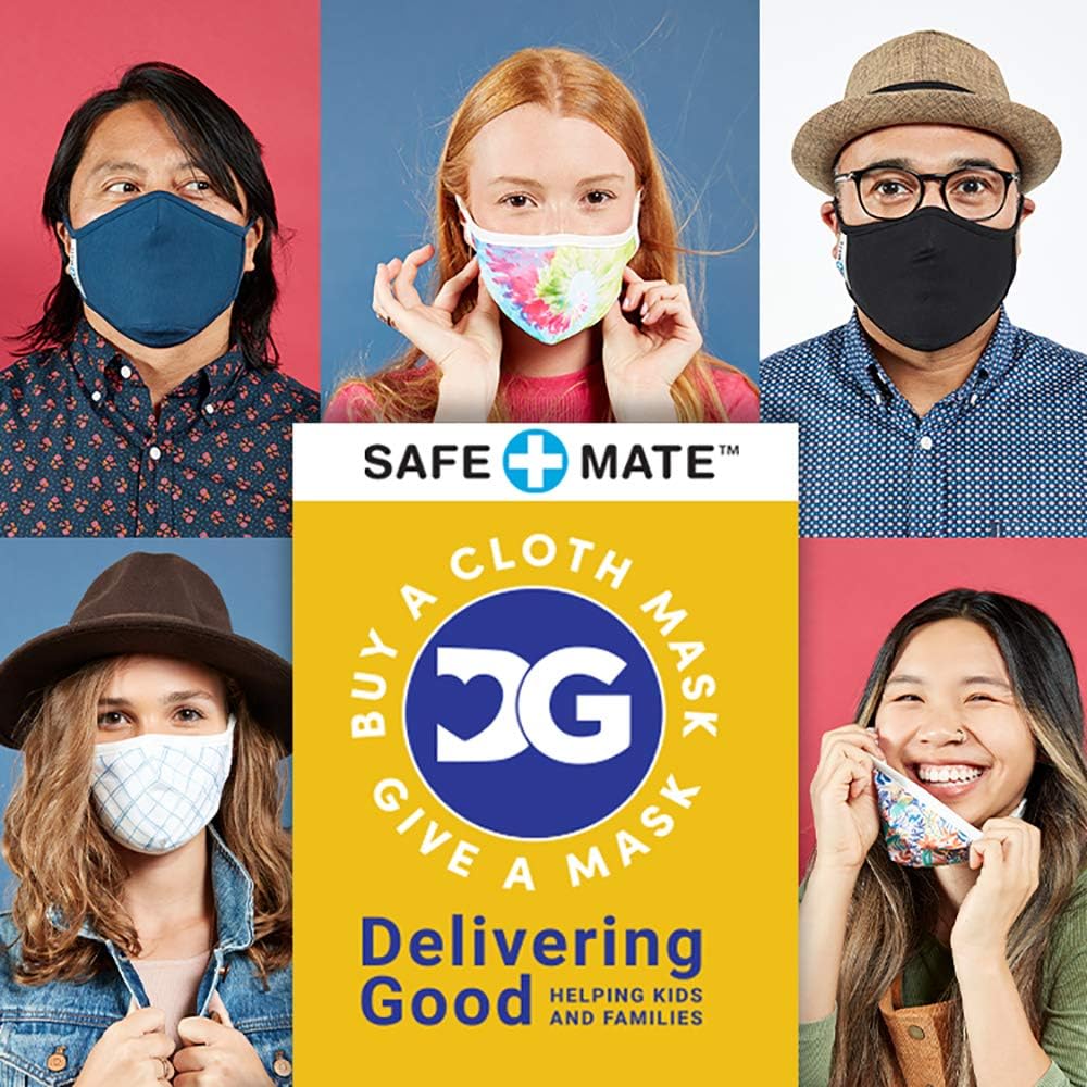 Safe+Mate by Case-Mate Cloth Face Mask, Washable Reusable, Adult Cotton Blend with Filter

