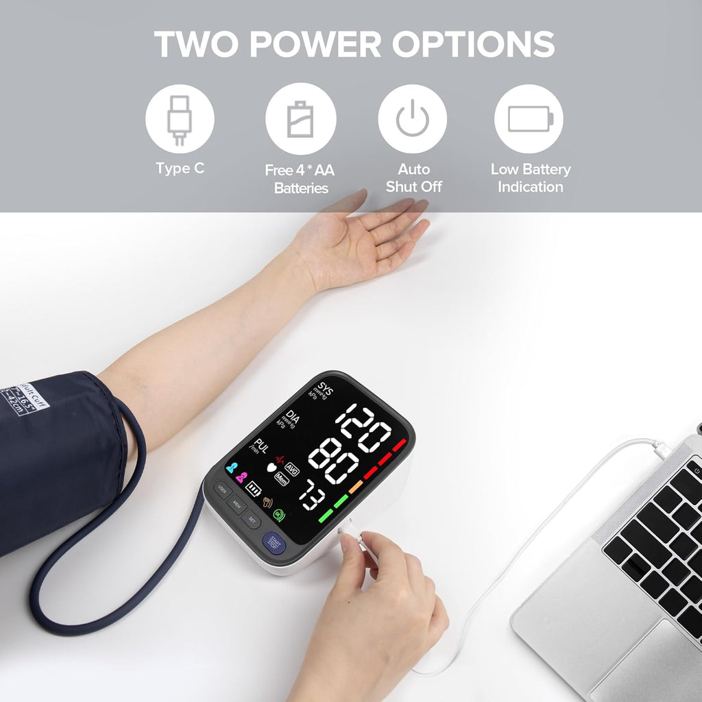 WAJ Automatic Upper Arm Blood Pressure Monitor, 6.4 in LED Display, 2-User Memory

