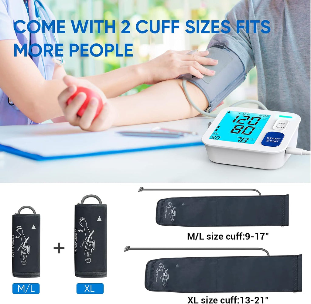 ALPHAGOMED Automatic Upper Arm Blood Pressure Monitor with Backlit LCD, USB

