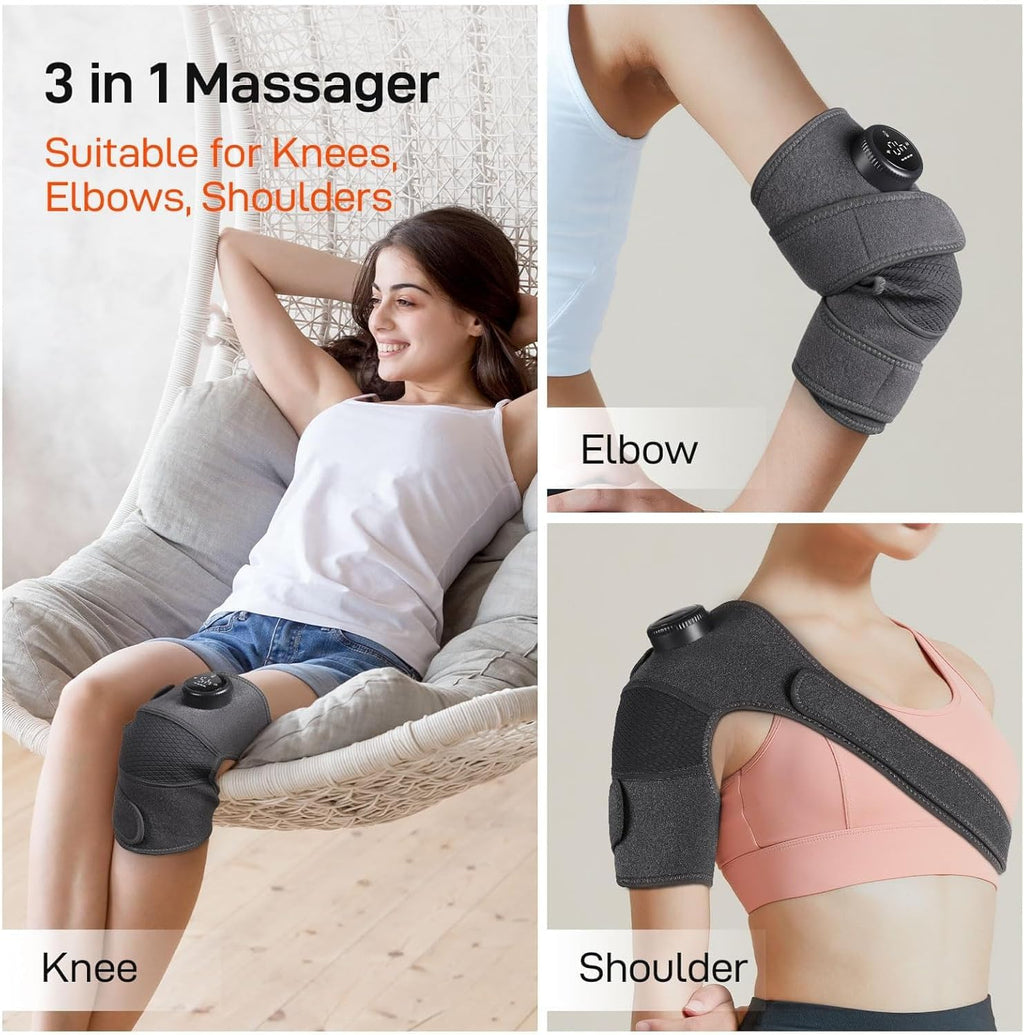 GOBOK Cordless Knee Massager with Heat, 5 Levels, Type-C Rechargeable

