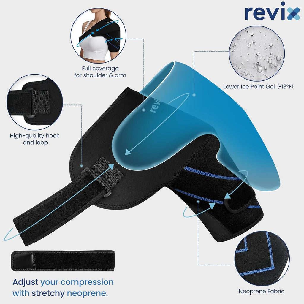 REVIX Shoulder Ice Pack Wrap for Rotator Cuff, Reusable Cold Therapy Wrap


