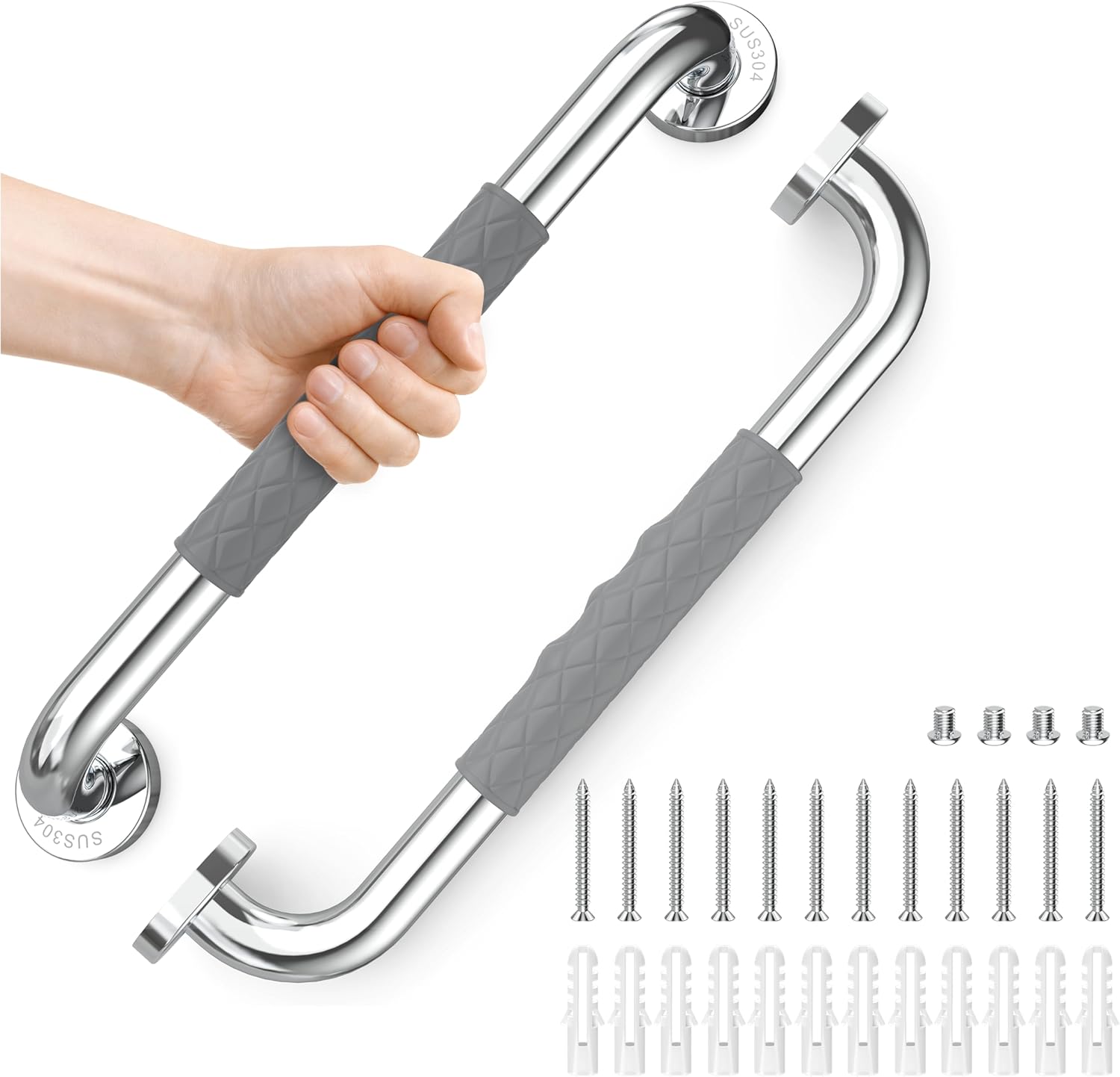 Opove Anti-Slip Shower Grab Bars for Elderly, Stainless Steel Bathroom Handle

