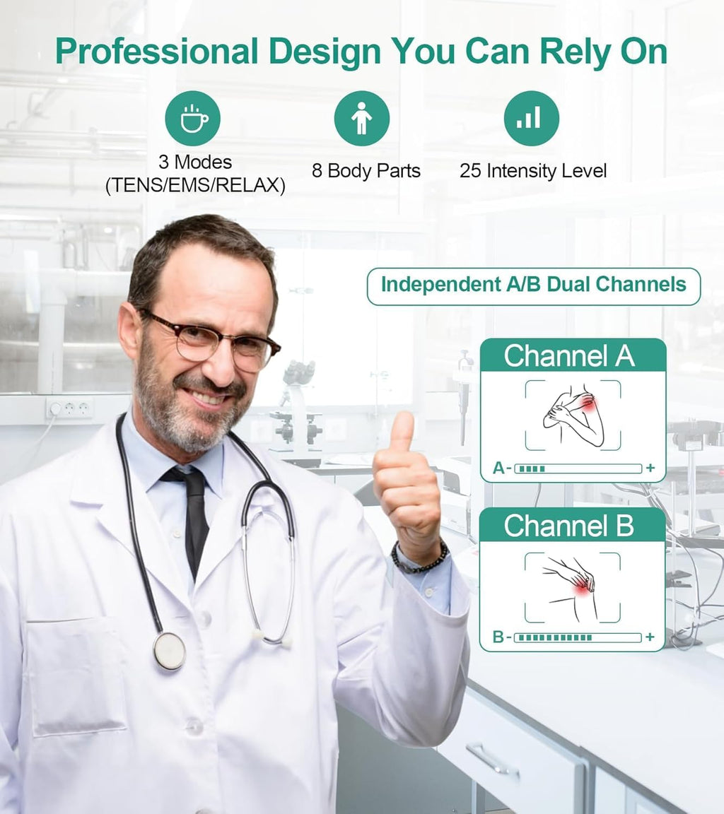 Medcursor Wireless 3-in-1 TENS EMS Relax Dual-Channel Muscle Stimulator with App

