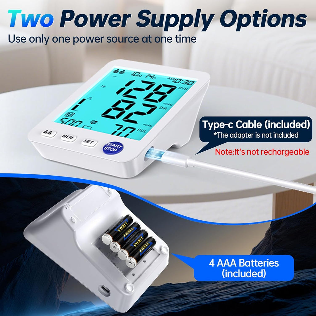 ADKING Upper Arm Electronic Blood Pressure Monitor with Large LCD, Dual User


