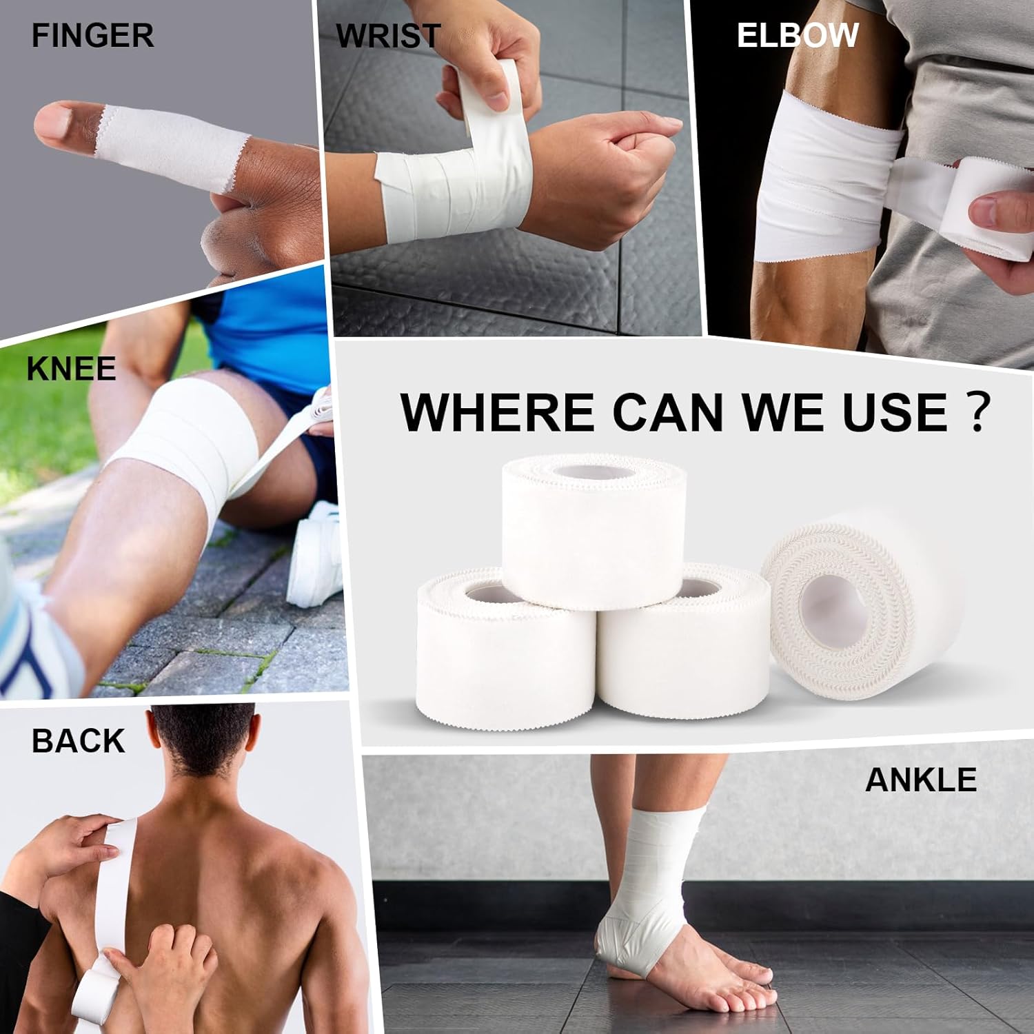 CHMI Athletic Tape, Sports Cotton Tape for Gymnastics, Non-Sticky Adhesive

