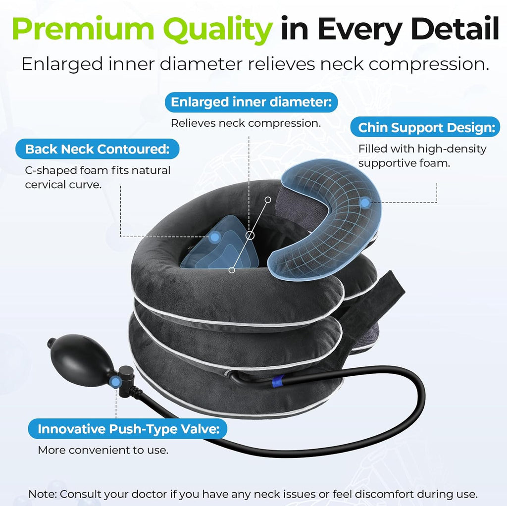 AUVON Inflatable Neck Stretcher for Cervical Traction, Neck Decompression Pillow

