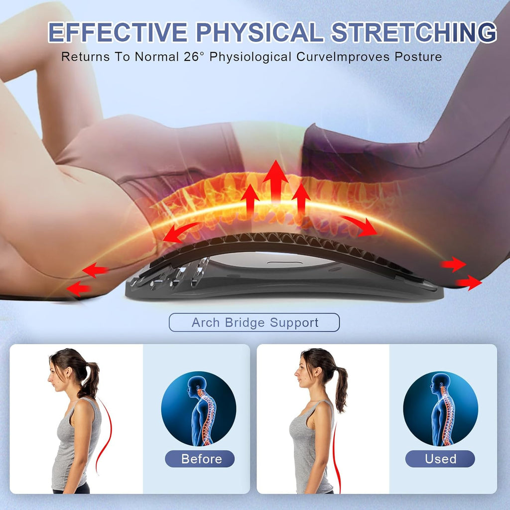 MINOLL Adjustable Back Stretcher for Lower Back Pain Relief, Lumbar Spine Decompressor

