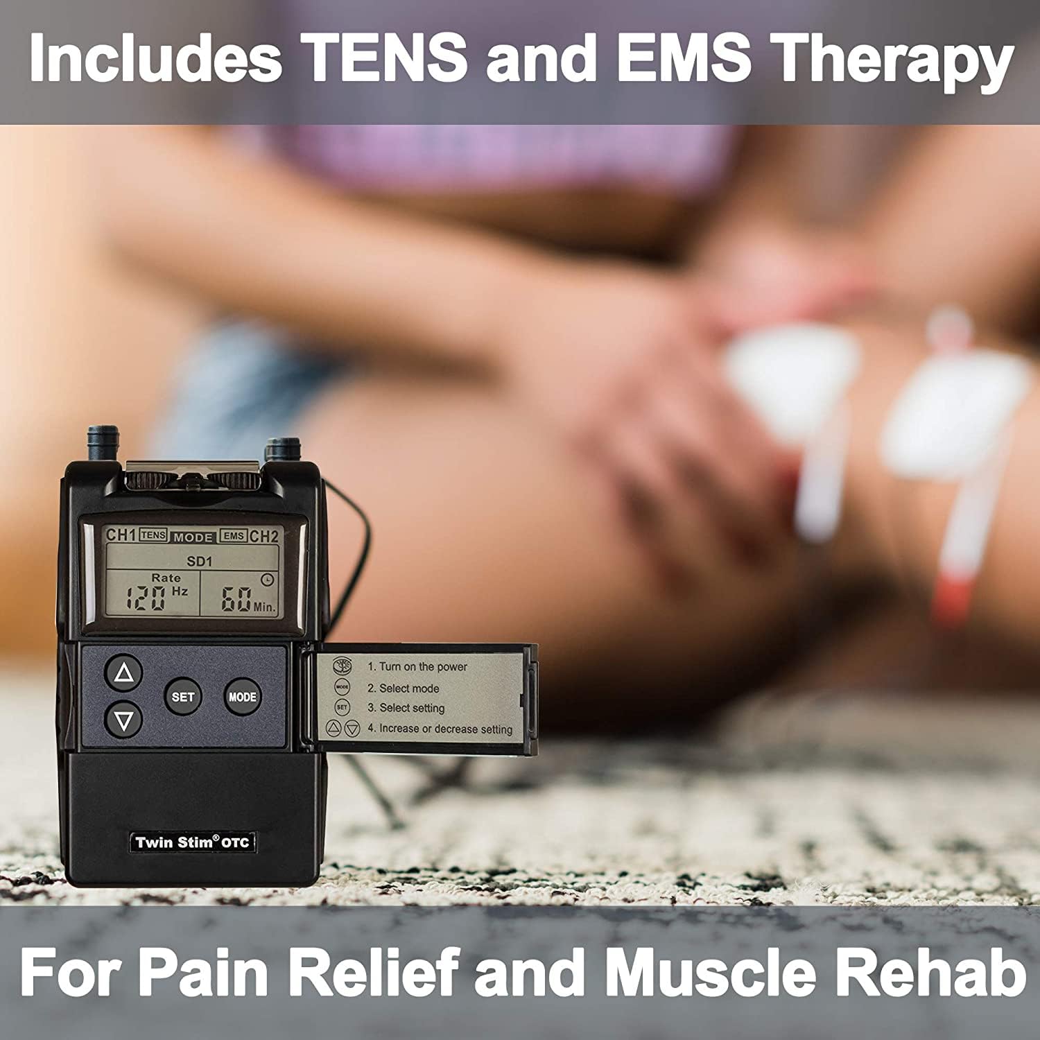 Roscoe Medical Dual Channel TENS and EMS Muscle Stimulator for Pain Relief


