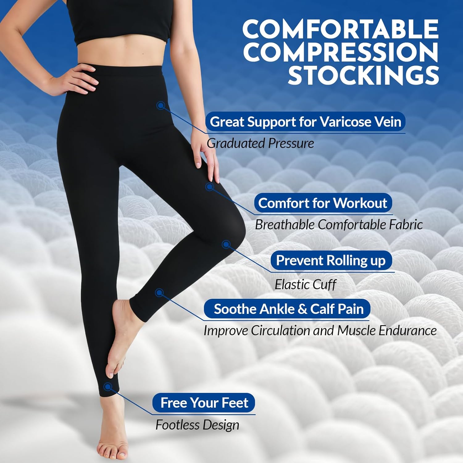 Women’s 20–30mmHg Graduated Compression Tights, Footless Medical Leggings

