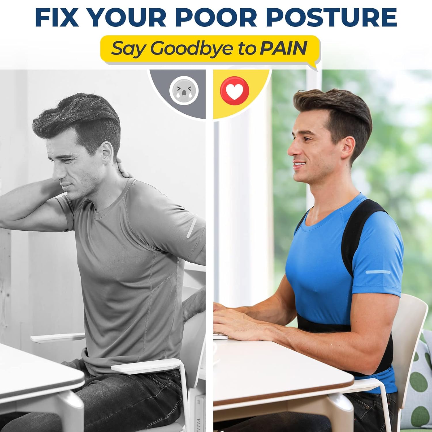 DIANMEI Back Brace Posture Corrector Adjustable Lumbar Upper Back Support

