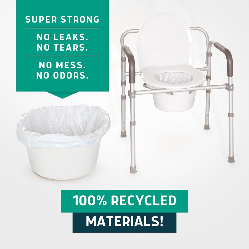 Lunderg Commode Liners Disposable Bedside Toilet Bags, Medical-Grade Portable Waste

