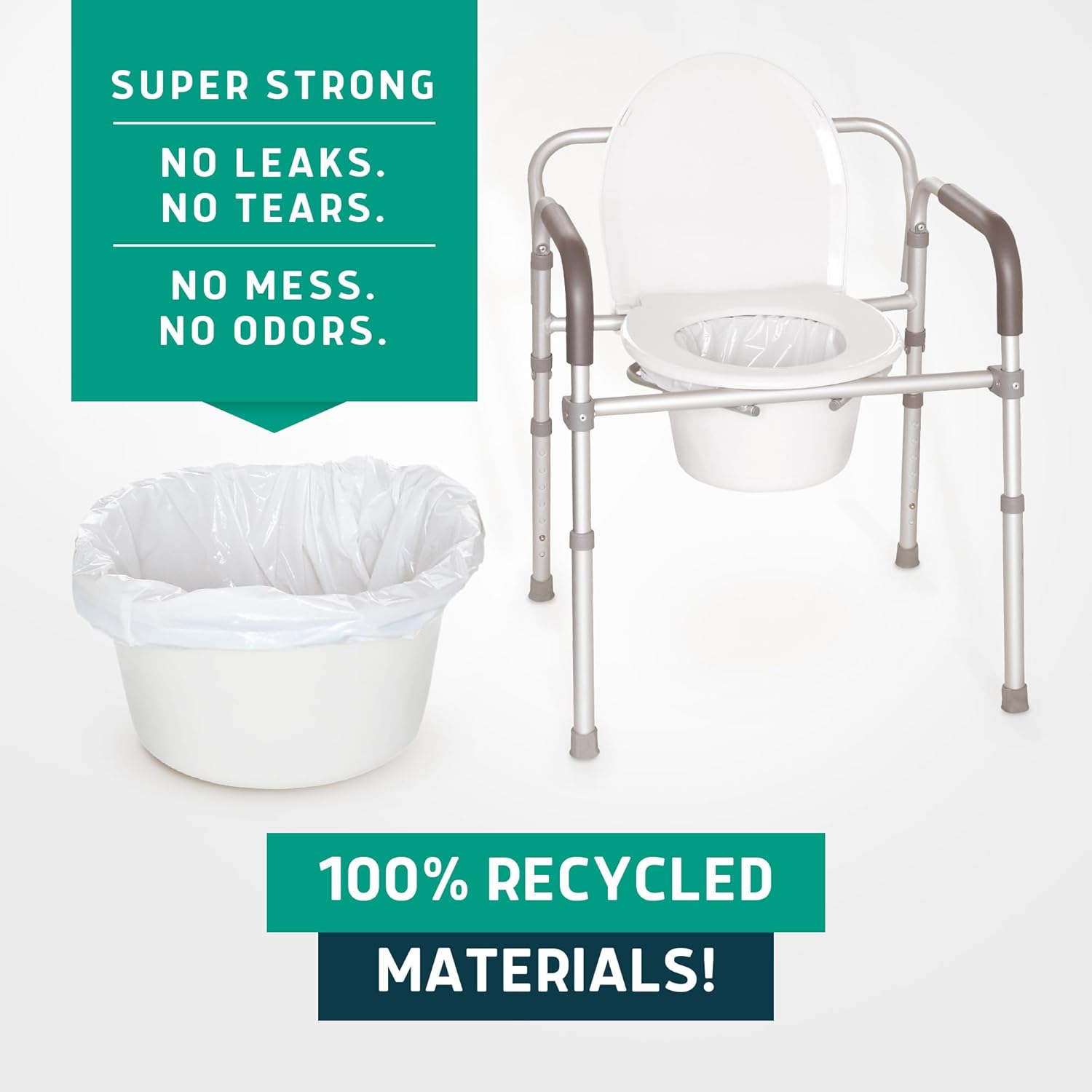 Lunderg Commode Liners Disposable Bedside Toilet Bags, Medical-Grade Portable Waste

