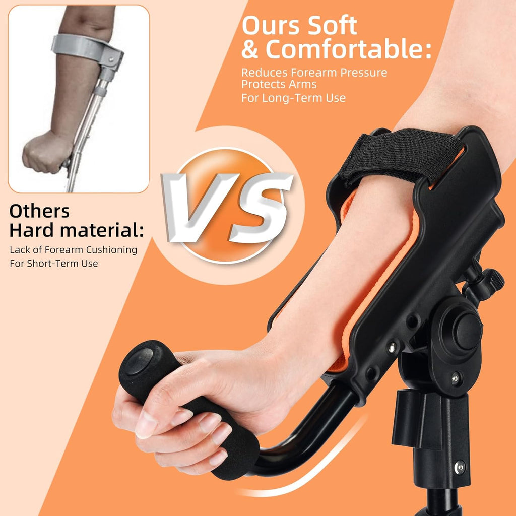 Adjustable Forearm Crutches for Adults, Foldable Height-Adjustable EVA Cushions

