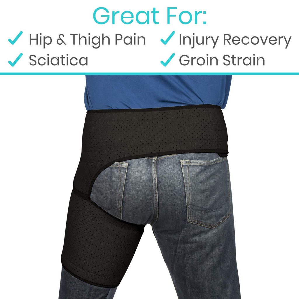 Vive Hip Groin Brace Compression Wrap for Sciatica, Bursitis and Adductor Support


