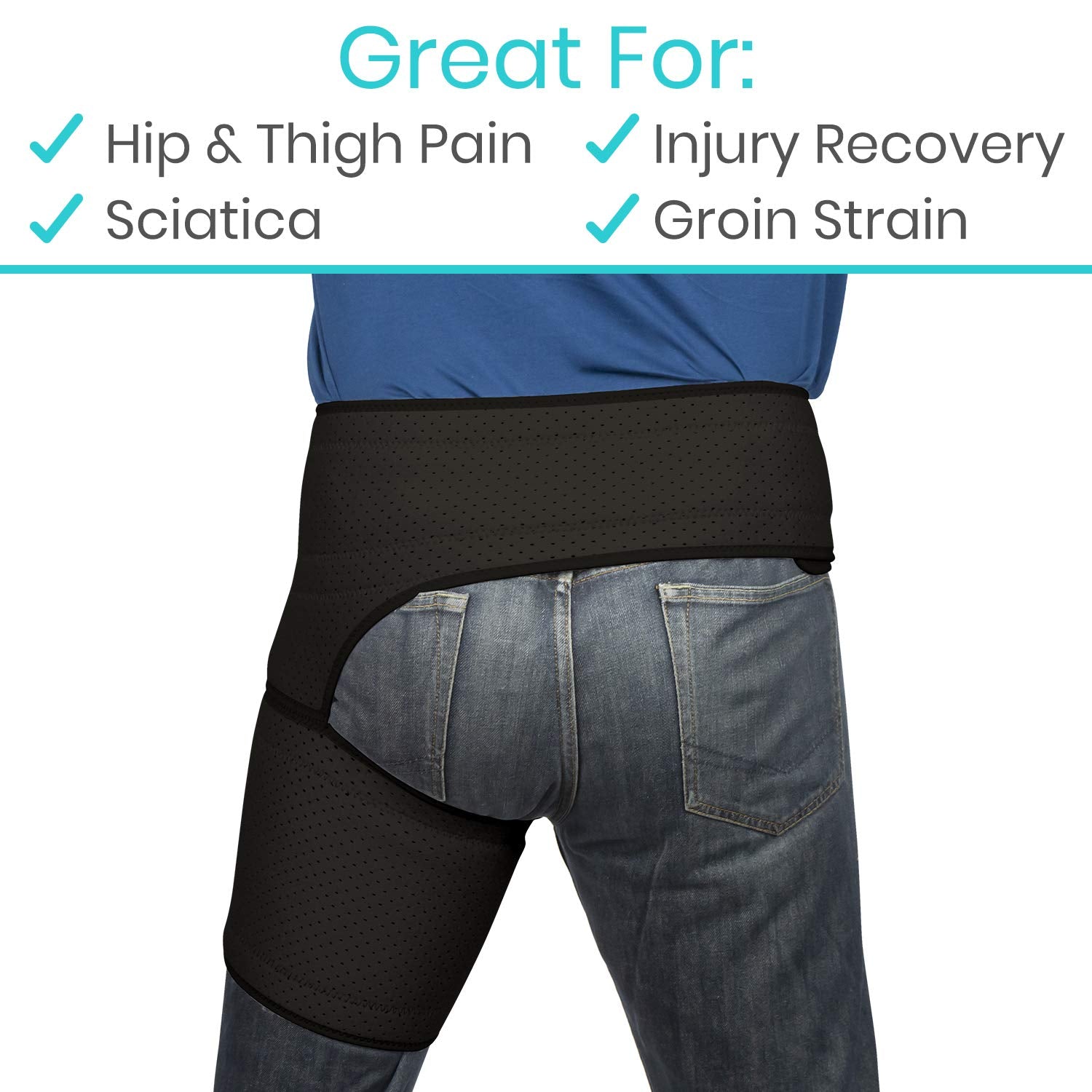 Vive Hip Groin Brace Compression Wrap for Sciatica, Bursitis and Adductor Support

