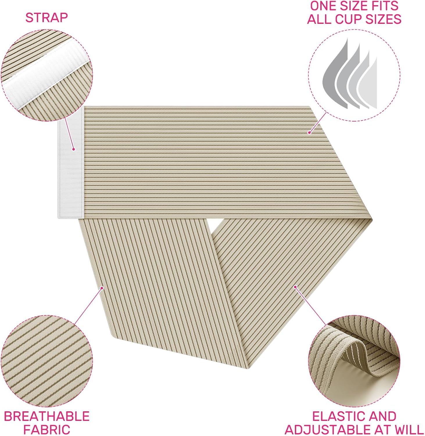 Geiserailie Breast Support Compression Wrap, Adjustable Self-Adhesive Chest Bandage

