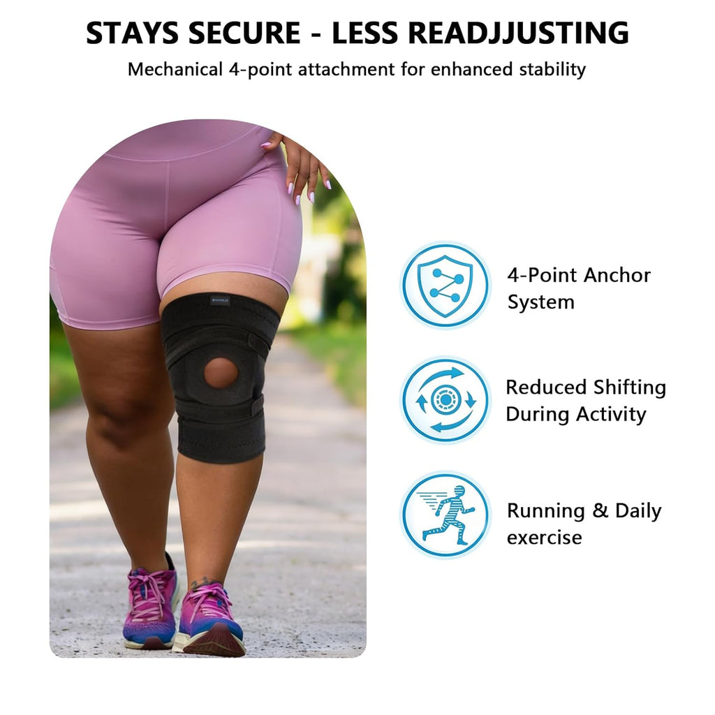 Nvorliy Knee Brace with Adjustable Straps and Side Stabilizers for Arthritis Pain

