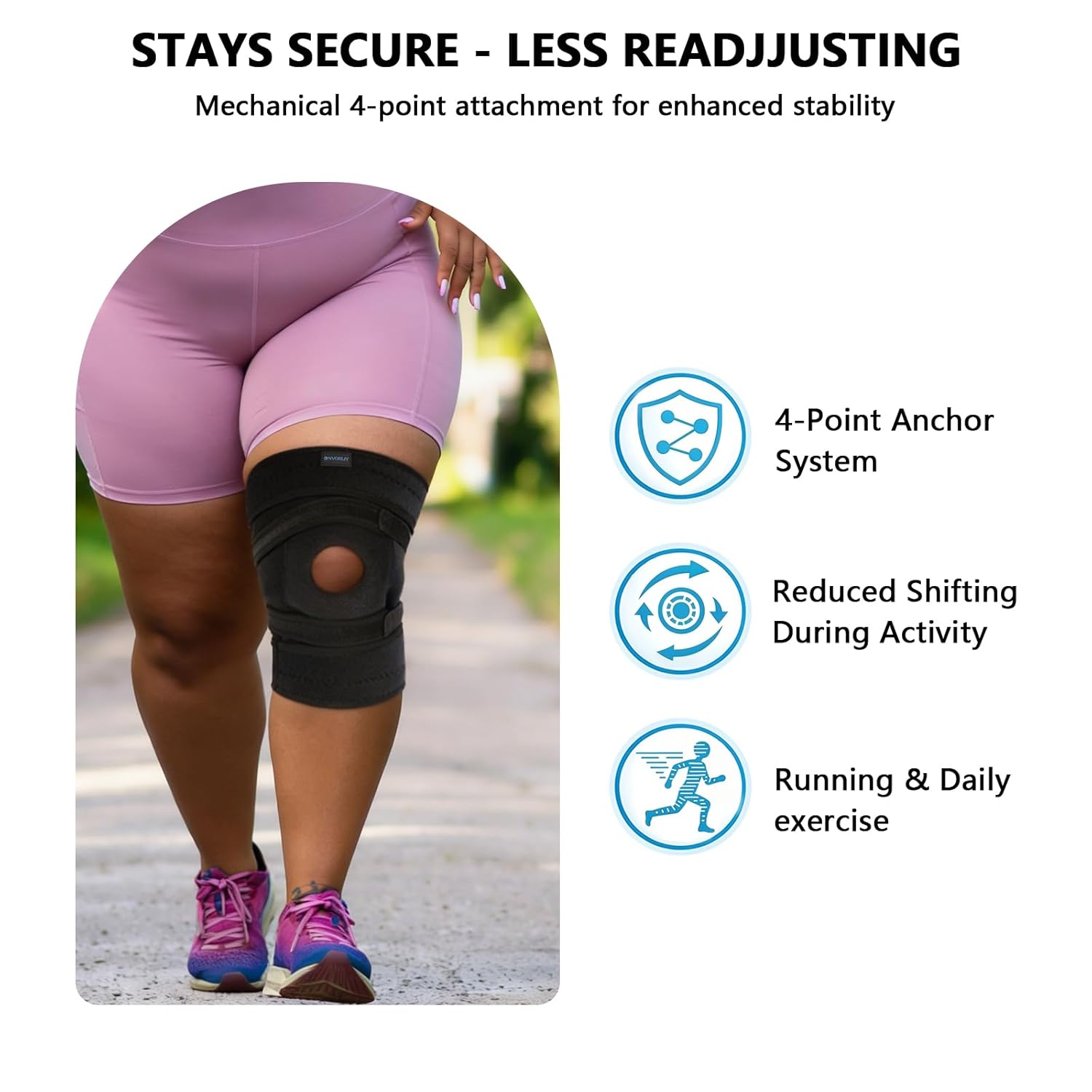 Nvorliy Knee Brace with Adjustable Straps and Side Stabilizers for Arthritis Pain

