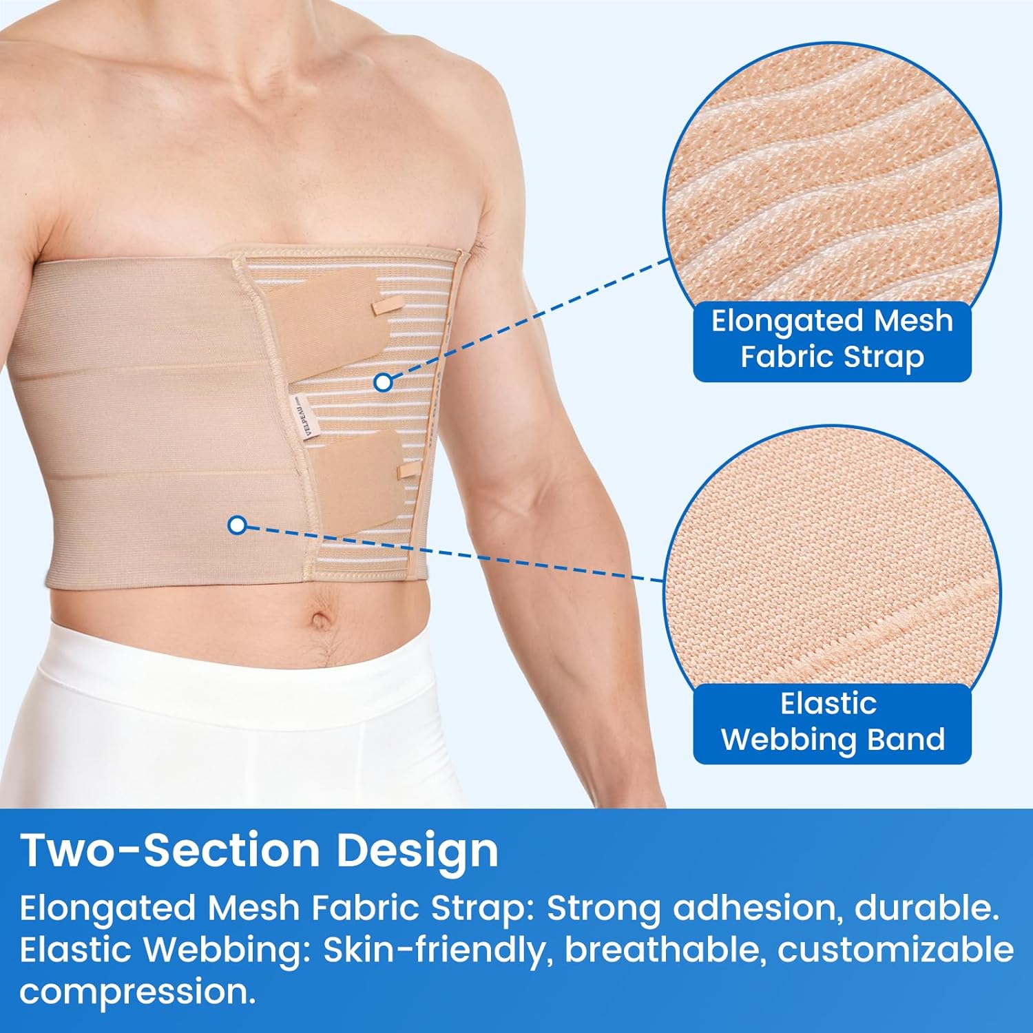 Velpeau Rib Brace Compression Chest Binder Belt for Broken Ribs & Costochondritis

