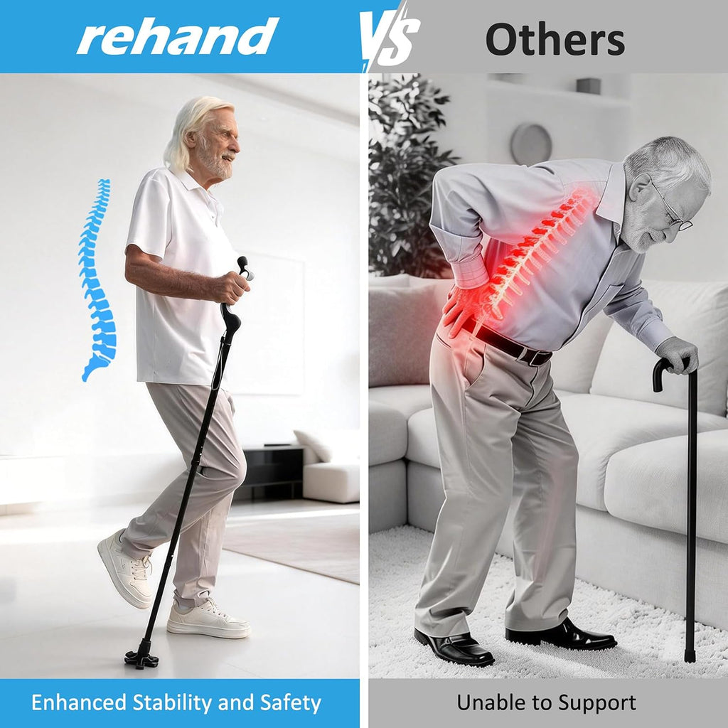 REHAND Adjustable Walking Cane for Seniors, Ergonomic Anti-Slip Grip, Foldable


