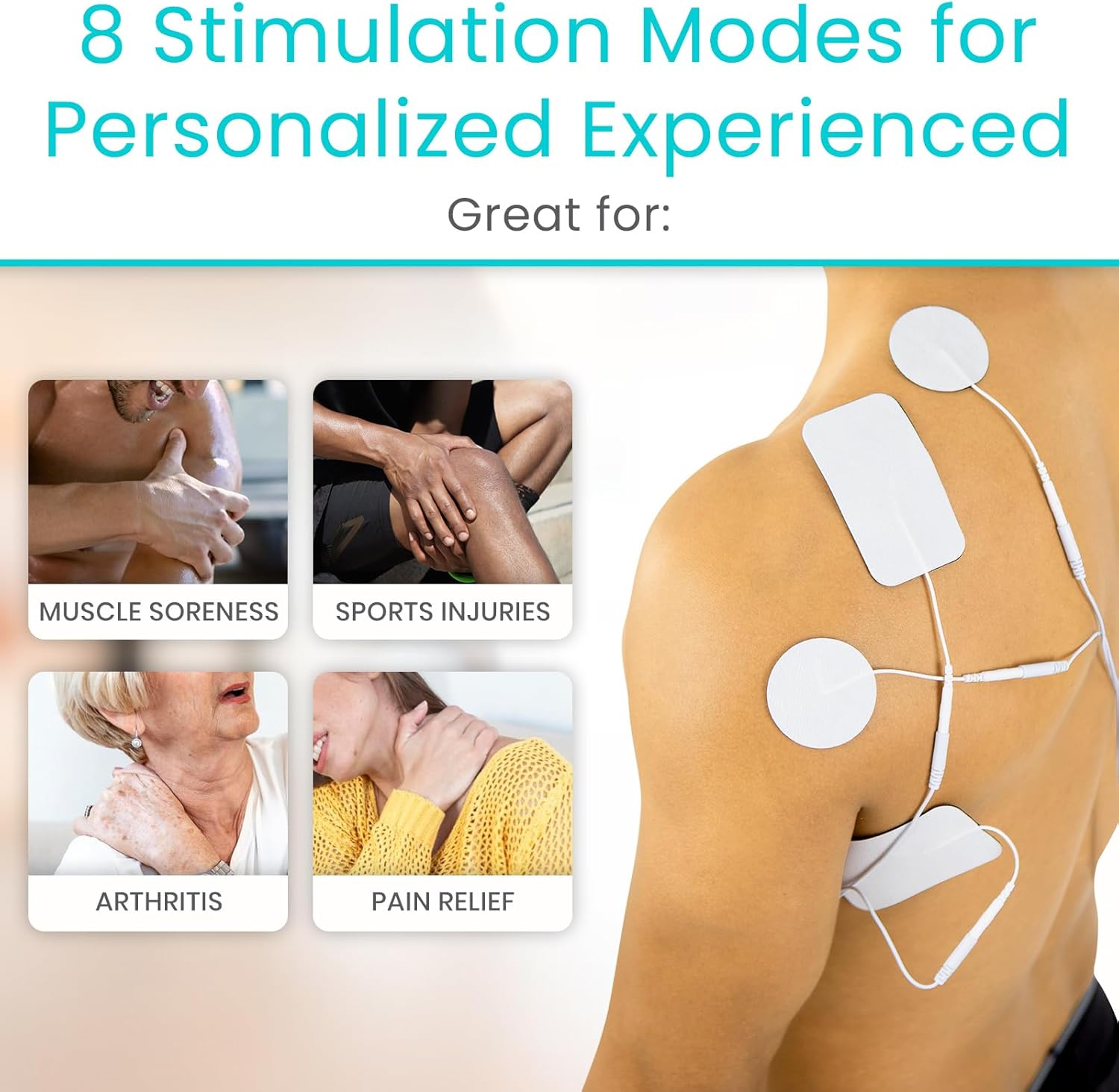 Vive TENS Unit Muscle Stimulator with Self-Sticking Electrode Pads

