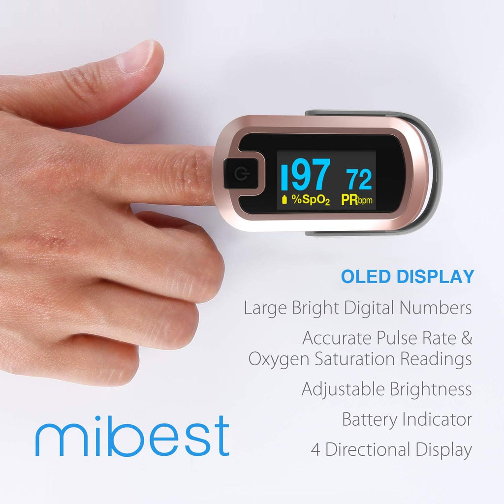 Mibest OLED Finger Pulse Oximeter, O2 Saturation Meter with Dual Color Display

