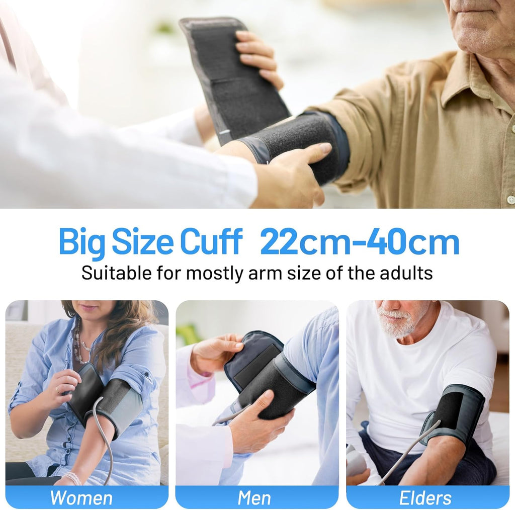 Upper Arm Blood Pressure Monitor Kit, Adjustable Cuff, LED Backlit Display, 2 Users

