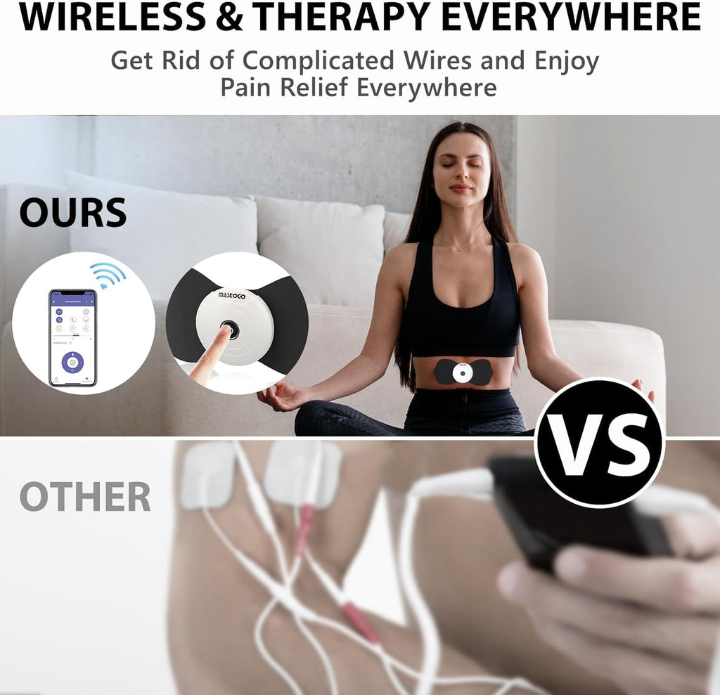 MASTOGO Wireless TENS EMS Muscle Stimulator for Back Pain Relief, Bluetooth App

