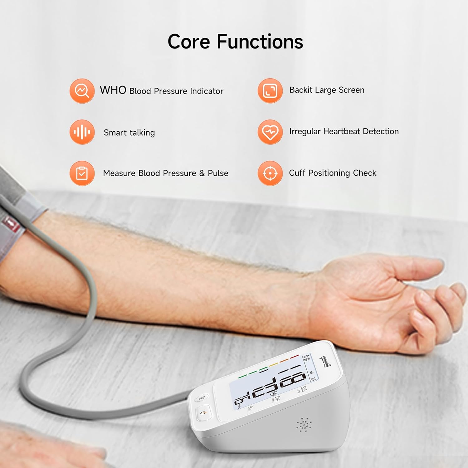 yuwell Upper Arm Digital Blood Pressure Monitor with Large Backlit Display, 199 Memory

