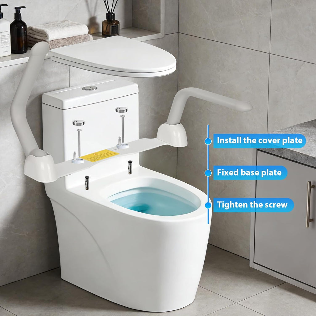 Toilet Safety Rails for Seniors, Sturdy Handicap Toilet Safety Frame, Seat Handles

