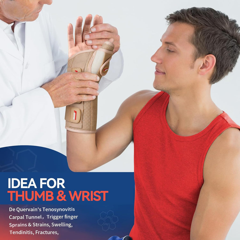 FEATOL Thumb Spica Splint Wrist Brace for Carpal Tunnel and De Quervain Night Support

