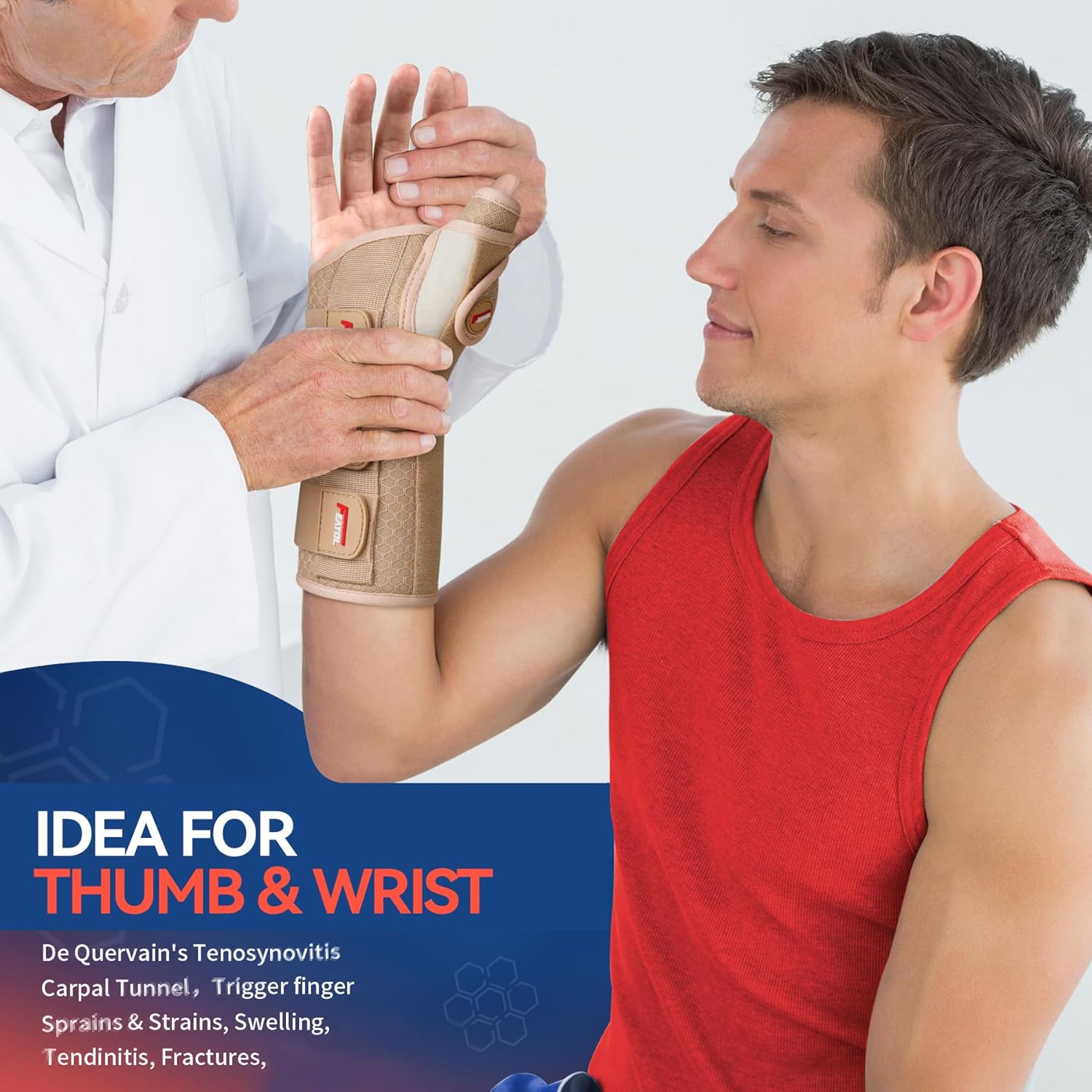 FEATOL Thumb Spica Splint Wrist Brace for Carpal Tunnel and De Quervain Night Support

