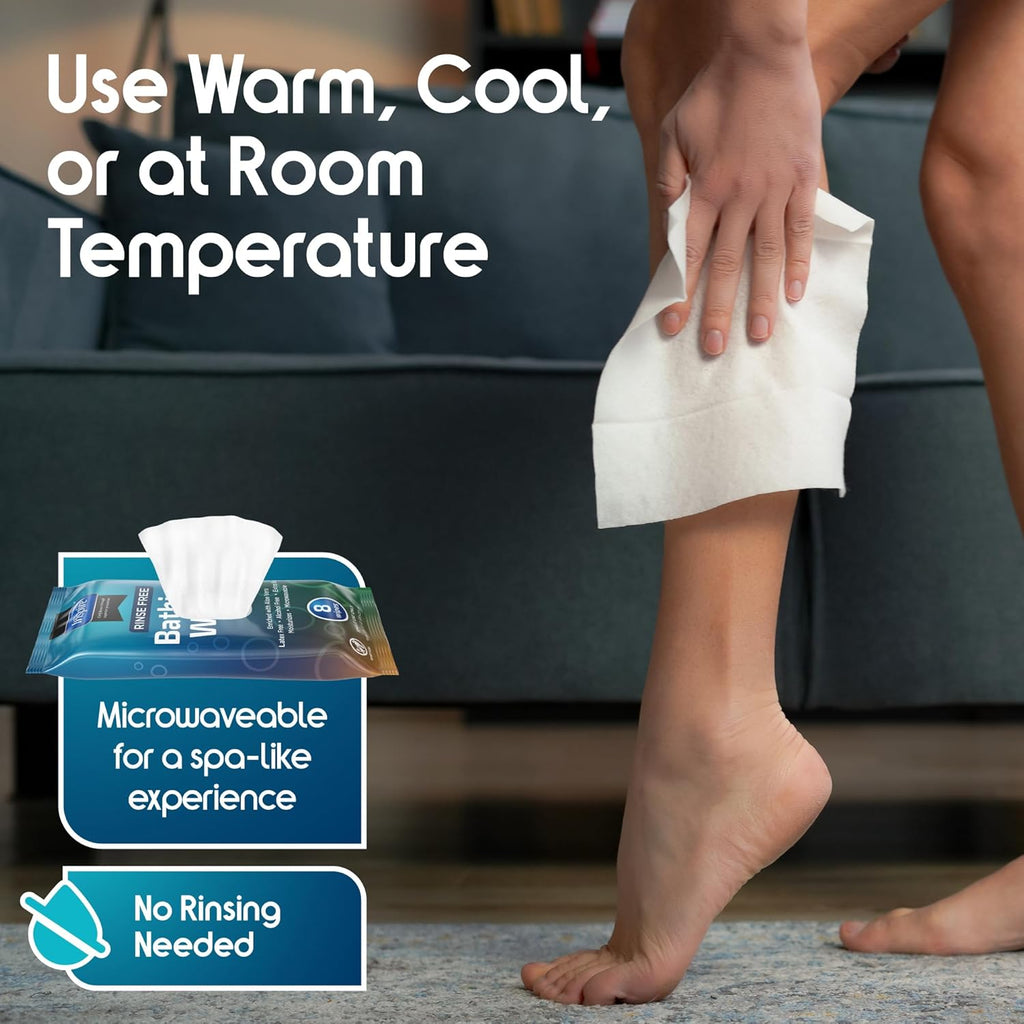 Inspire Adult Body Wipes Rinse-Free Bathing Washcloths, Aloe Vera, Incontinence

