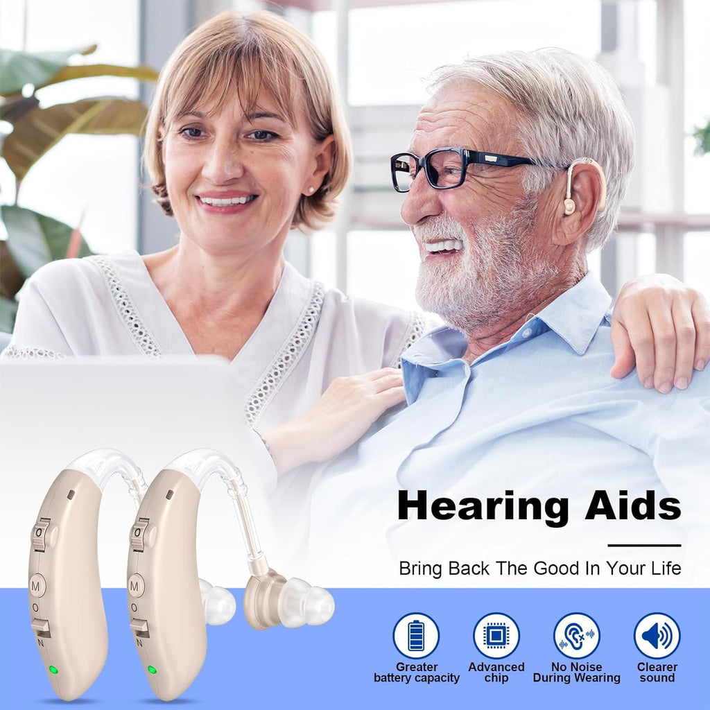 Rechargeable Digital Hearing Aid for Seniors, Noise Cancelling Sound Amplifier

