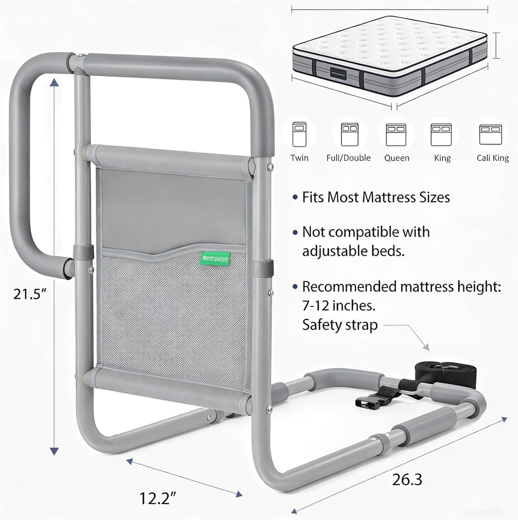 Bed Assist Rail for Elderly Adults, ASTM-Certified, Dual Non-Slip Handles

