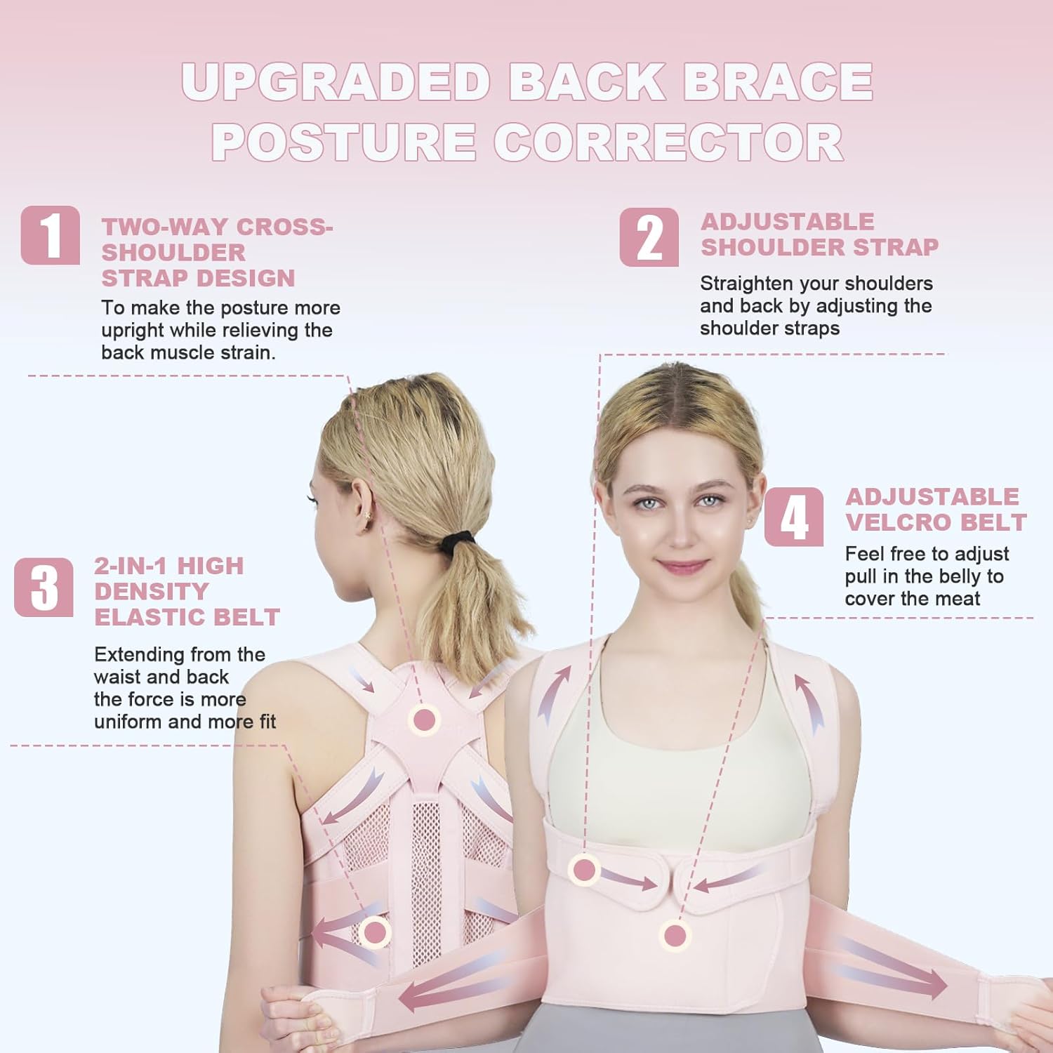 SLOWORLD Posture Corrector Back Brace for Upper and Lower Back Support, Adjustable

