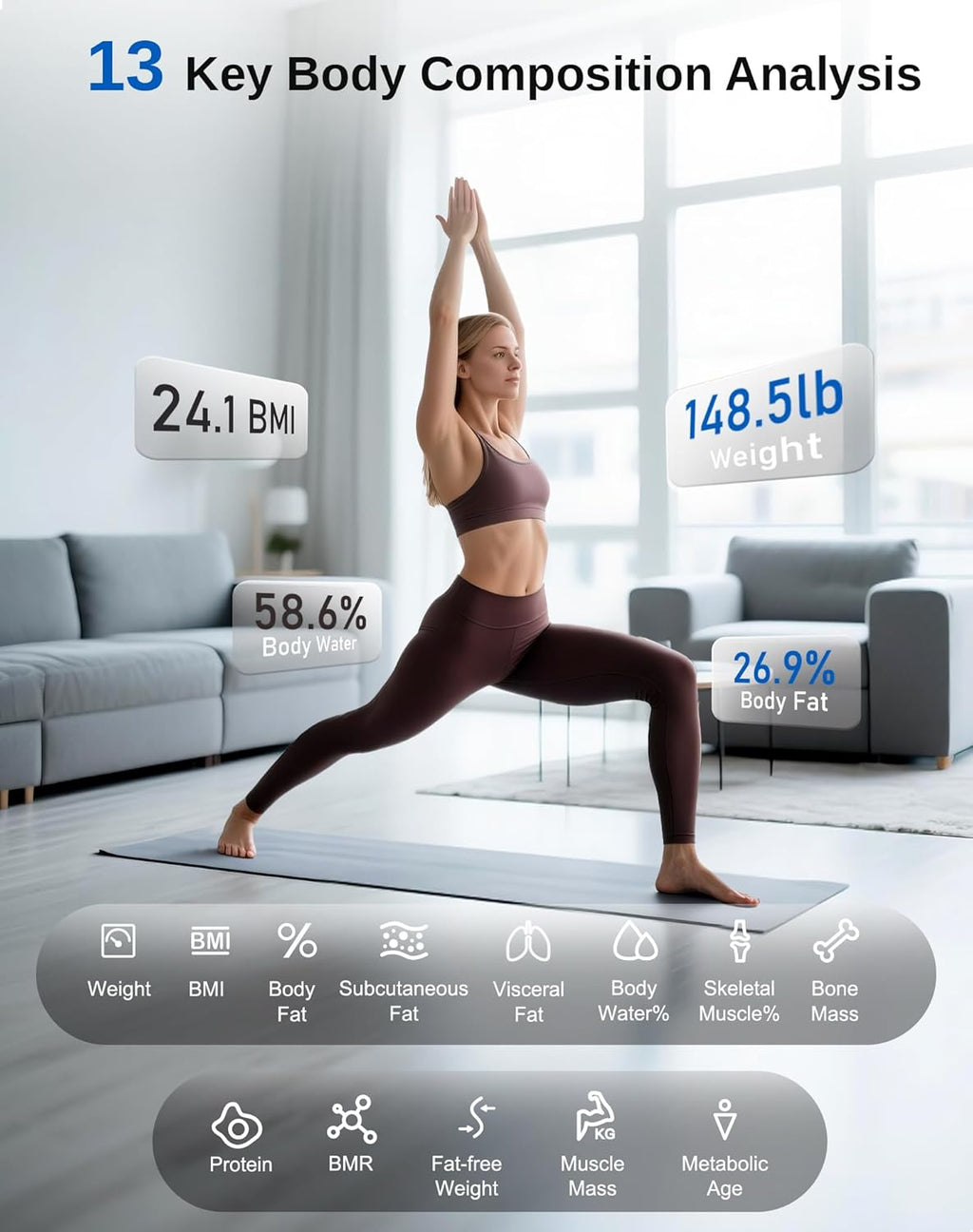 GE Smart Scale Body Weight, BMI & Body Fat Digital Bathroom Scale with Bluetooth Sync

