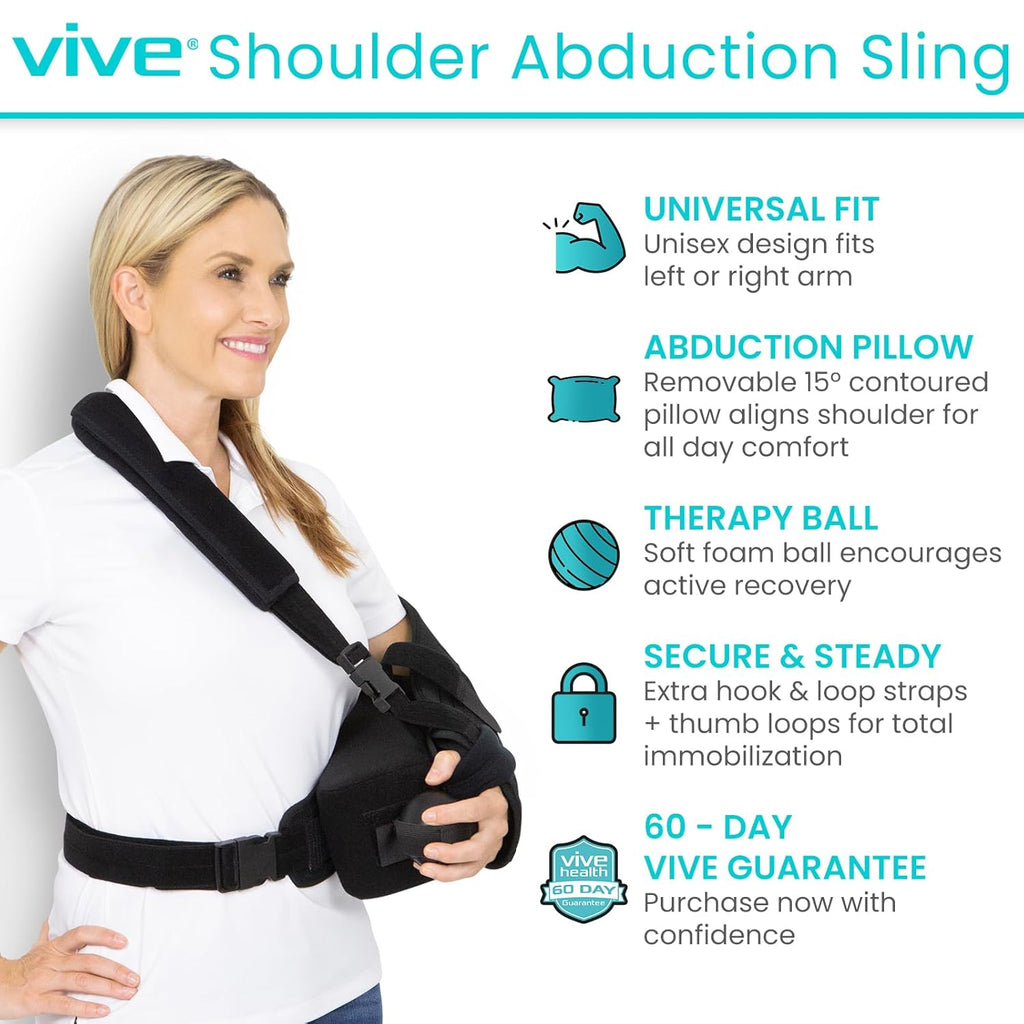 Vive Shoulder Abduction Sling Immobilizer with Abduction Pillow, Arm Support

