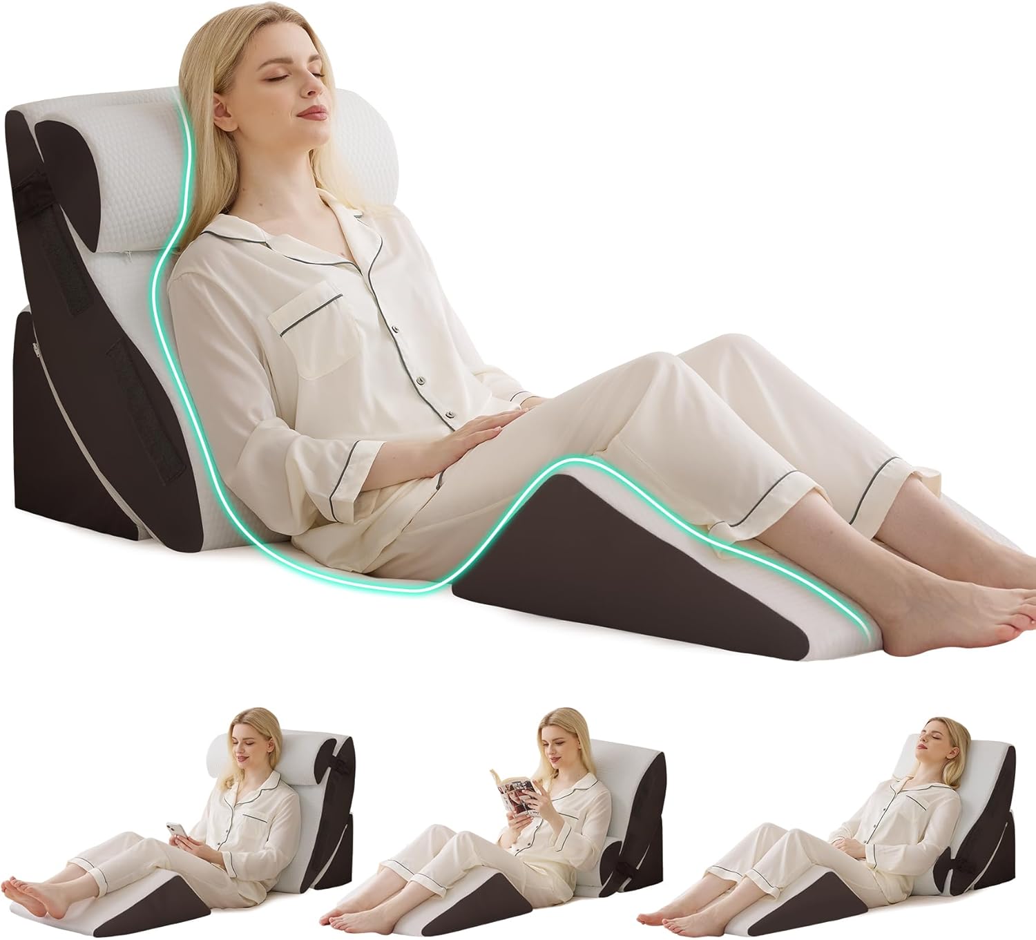 BA Orthopedic Wedge Pillow Set, Adjustable Memory Foam for Bed Back Pain Relief


