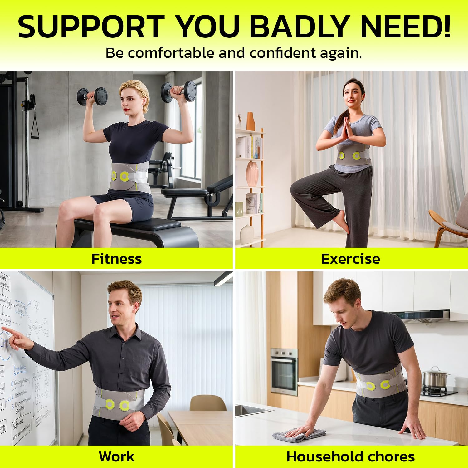 aoFIT 360° Back Brace Lumbar Support Belt for Lower Back Pain, Men and Women

